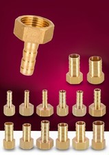 BRASS PIPE FITTING BARBED HOSETAIL JOINER TUBING CONNECTOR AIR WATER FUEL GAS