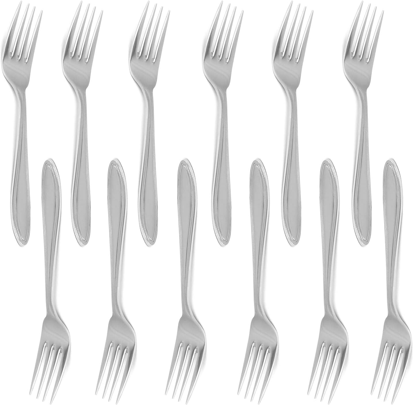 Set Stainless Steel Flatware Fork Polished Cutlery 12 Pieces