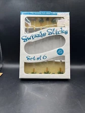 Palm Tree Swizzle Stir Sticks Handmade Art  Glass Venezia LS Arts Set Of 6 New