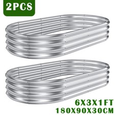 Oval 2PCS Raised Garden Beds Outdoor Galvanized Planter Boxes Container
