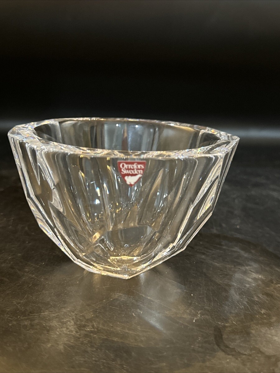 ORREFORS Sweden Crystal Bowl Zenith Faceted Geometric 5 1