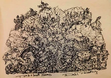 Surrealist, Impressionist, ink drawing-Turbulent Seas