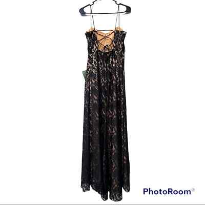 chinese dress ladies Spaghetti Straps Lace Appliques Side Slit Black Long Prom Dress US2 / Custom Color
