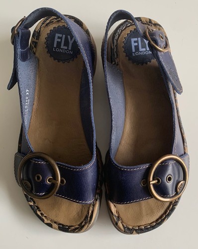 FLY LONDON - Women’s Blue Tram wedge sandals UK SIZE 4 / 37 - Picture 12 of 14