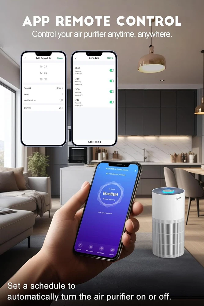 Air Purifier with CADR 140 m³/h - Smart Home for Large White