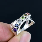 Chakra Gemstone 925 Sterling Silver Split Shank Ring Jewerly For Women LS-846