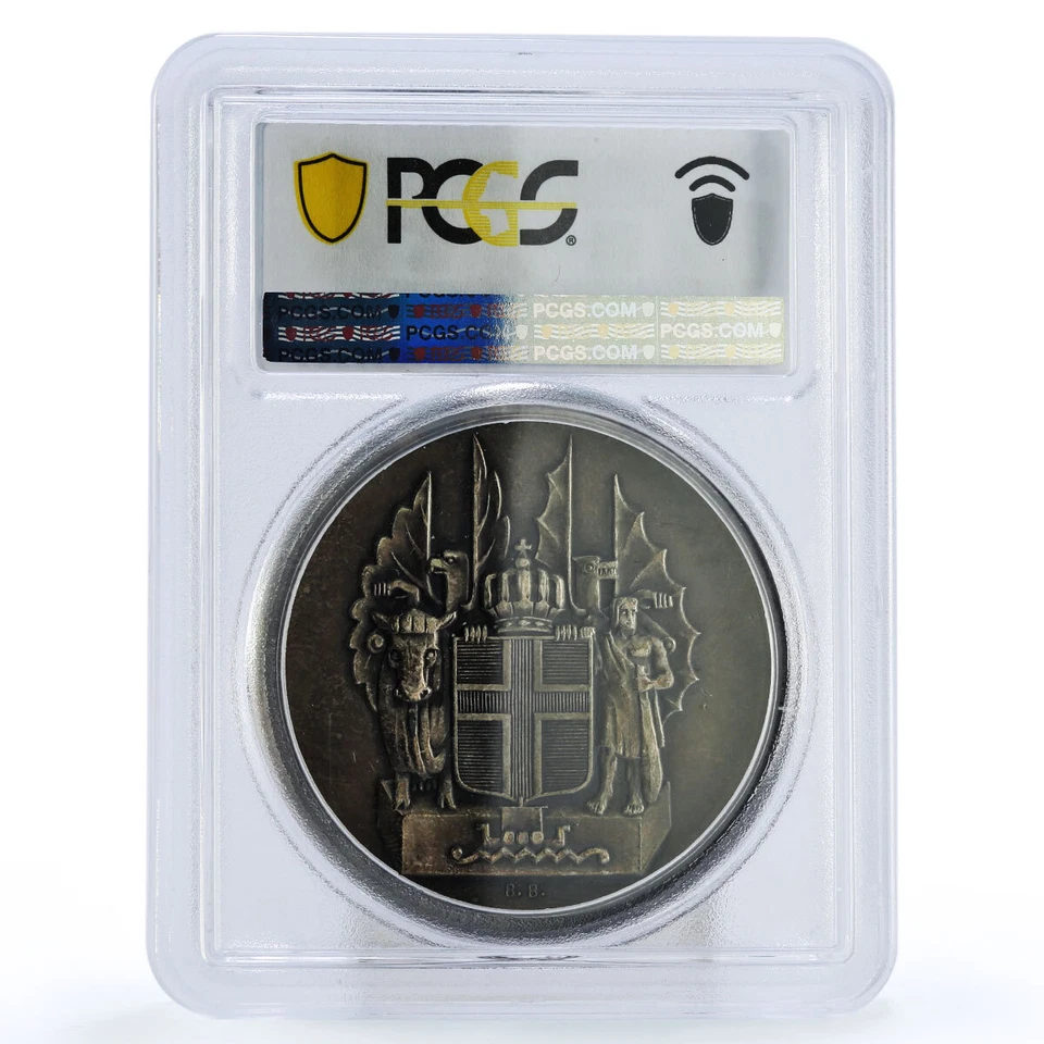 Moneda de plata Islandia 10 coronas 1000 años Althing Thule King mate MS63 PCGS 1930 Foto 4 de 4