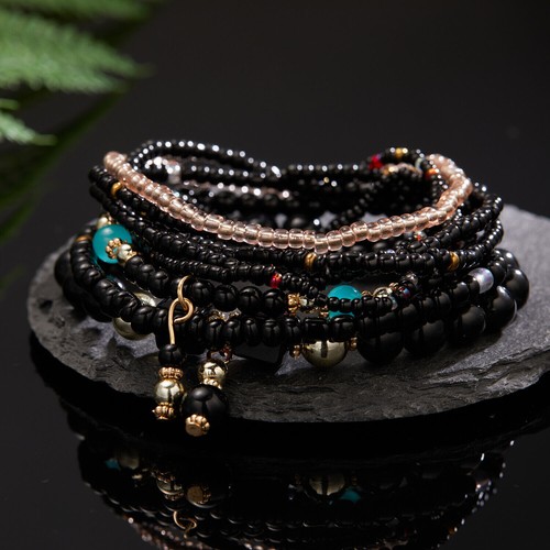 Türkis Naturstein Armband Perlen 8er Set Damen Mädchen Boho Modeschmuck Geschenk - Bild 12 von 31