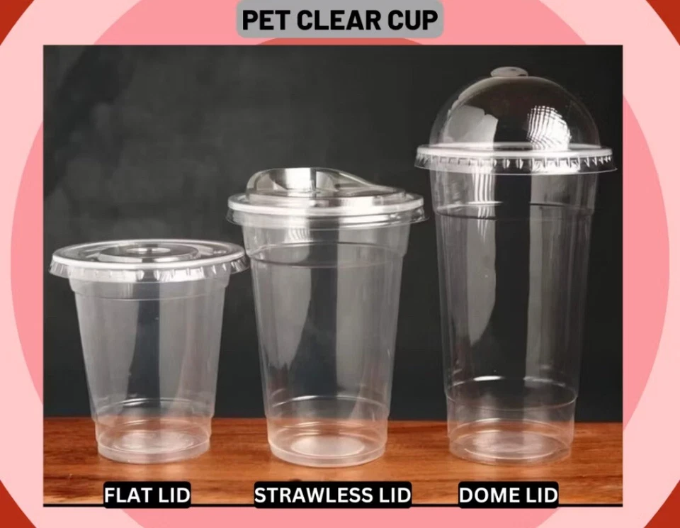 Clear Plastic Cup 12oz 14oz 16oz 20oz / Lid For Cup / Straws Black 8mm (99pcs) - Image 3 of 4