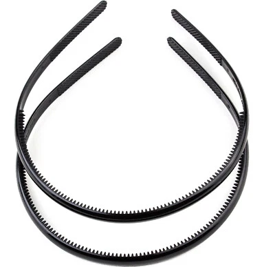 MYTOPTRENDZ ACCESSORIES 2pcs Plain Thin Plastic Headbands Black Narrow Alice Hair Band Non Slip Skinny