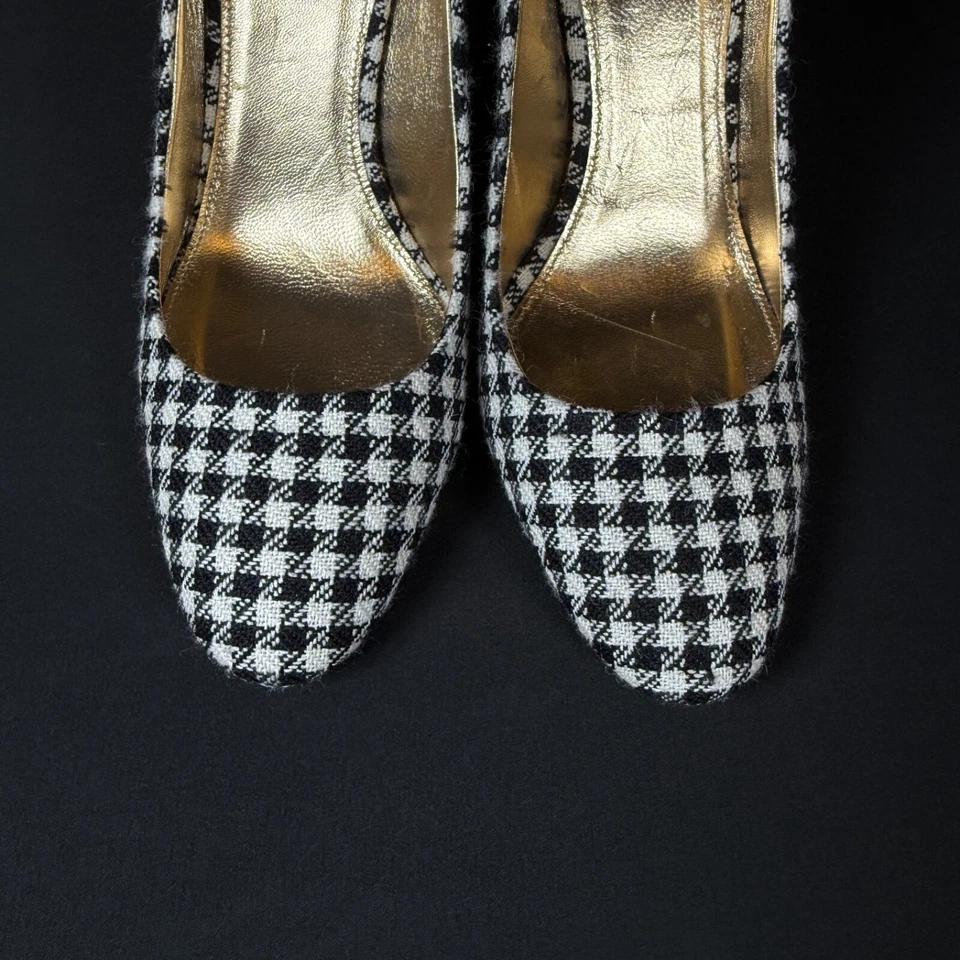 Zapatos de salón envolventes al tobillo J.Crew en pata de gallo talla 9,5 hechos en Italia negro/blanco Foto 2 de 4