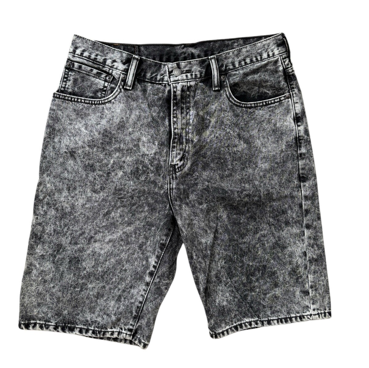 Levi's 569 Jean Shorts Mens Size 34 Gray Acid Wash Baggy Relaxed Fit High Rise