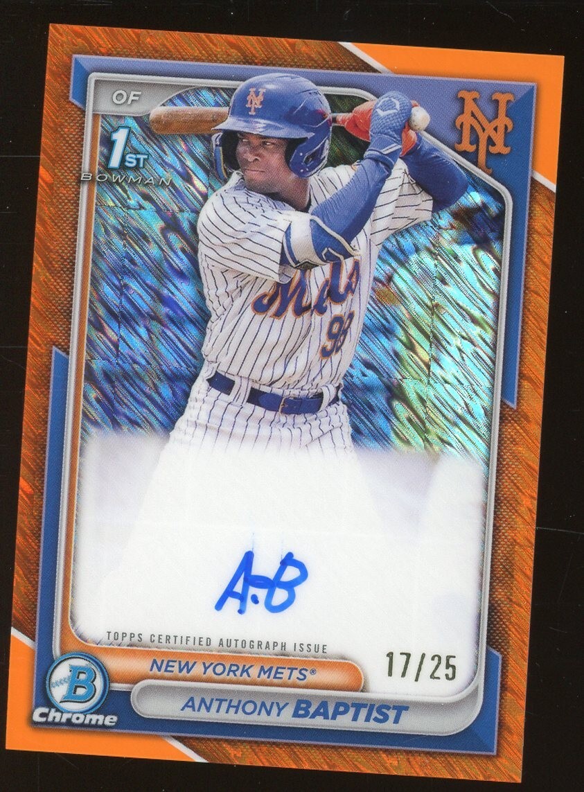 2024 Bowman Chrome Autographs Orange Shimmer Anthony Baptist 1st Auto /25