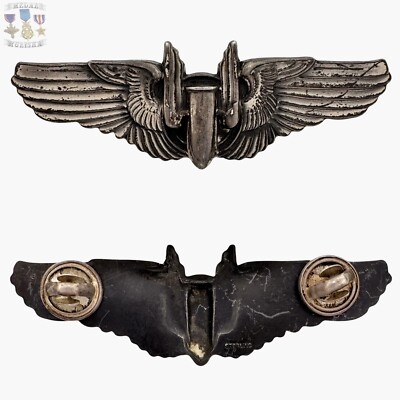 STERLING WWII ARMY AIR CORPS AERIAL GUNNER WINGS BADGE INSIGNIA