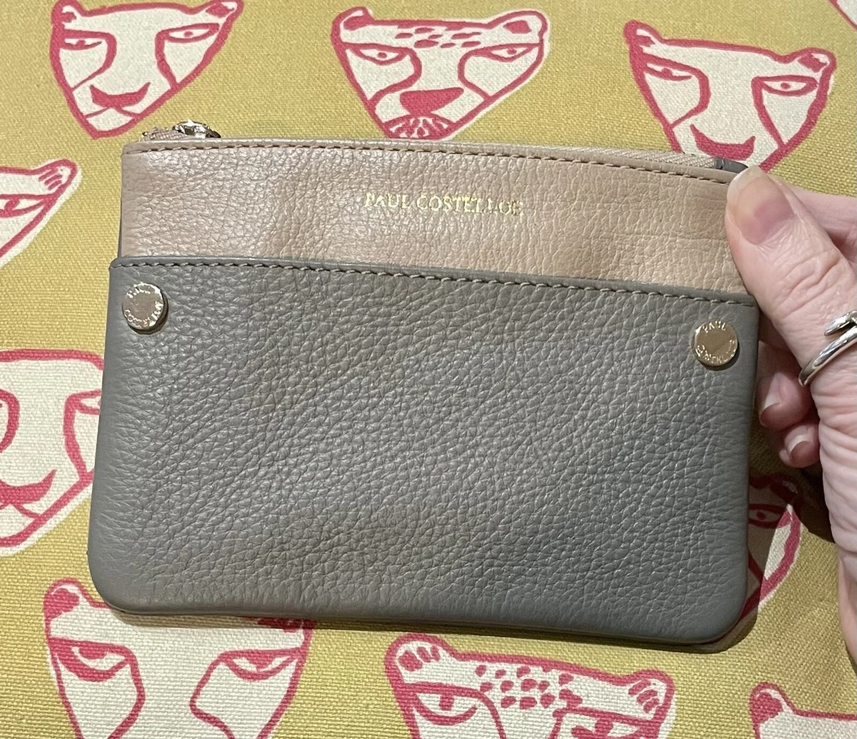 PAUL COSTELLOE DESIGNER QUALITY GREY TAUPE LEATHER COIN PURSE