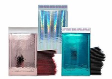 4x8" Polished Rose Gold, Hologram, Teal Combo Metallic Bubble Mailers, Mirrored