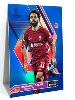 2022-23 Topps Finest UCL Liverpool Mohamed Salah Blue Refractor