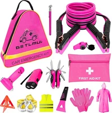 Pink Car Emergency Kit, Premium Roadside Accessories Kit with... 