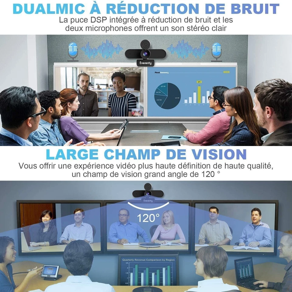 Camera Webcam with Microphone, 2K 1440p Full HD, with Cover and Tripod, Dual S - Photo 3/4