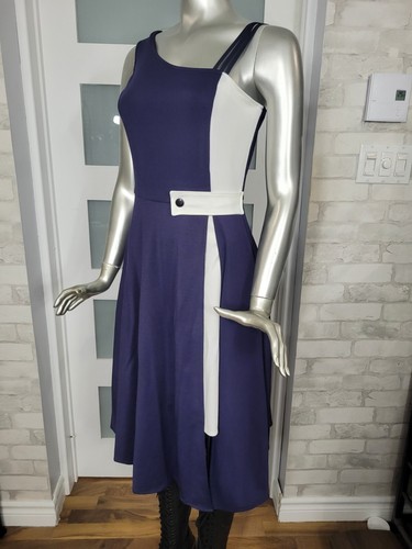 Fun Colorblock Sleeveless Dress in blue & White, Size Small - SEE VIDEO