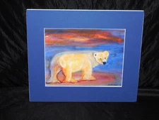 Sioux Blackledge Alaska Polar Bear Art Print Blue Mat Orange Red Sunset Alaskan