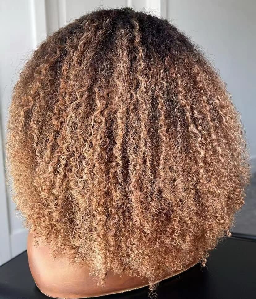 Limited Beauty Ombre Blonde Afro Kinky Curly Wigs Human Hair Brazilian Human ...