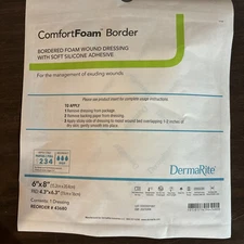 Dermarite ComfortFoam Border Wound Dressings 6”X 8” Lot Of 5 Ref # 43680