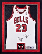 Michael Jordan Signed Chicago Bulls Rare Double Tagged Champion Jersey Framed