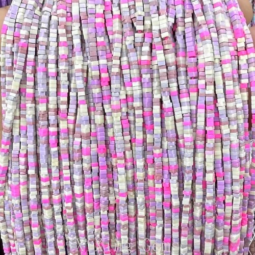 Cuentas espaciadoras planas cuadradas sintéticas coloridas turquesa de 1x2 mm para hacer joyas - Imagen 2 de 8
