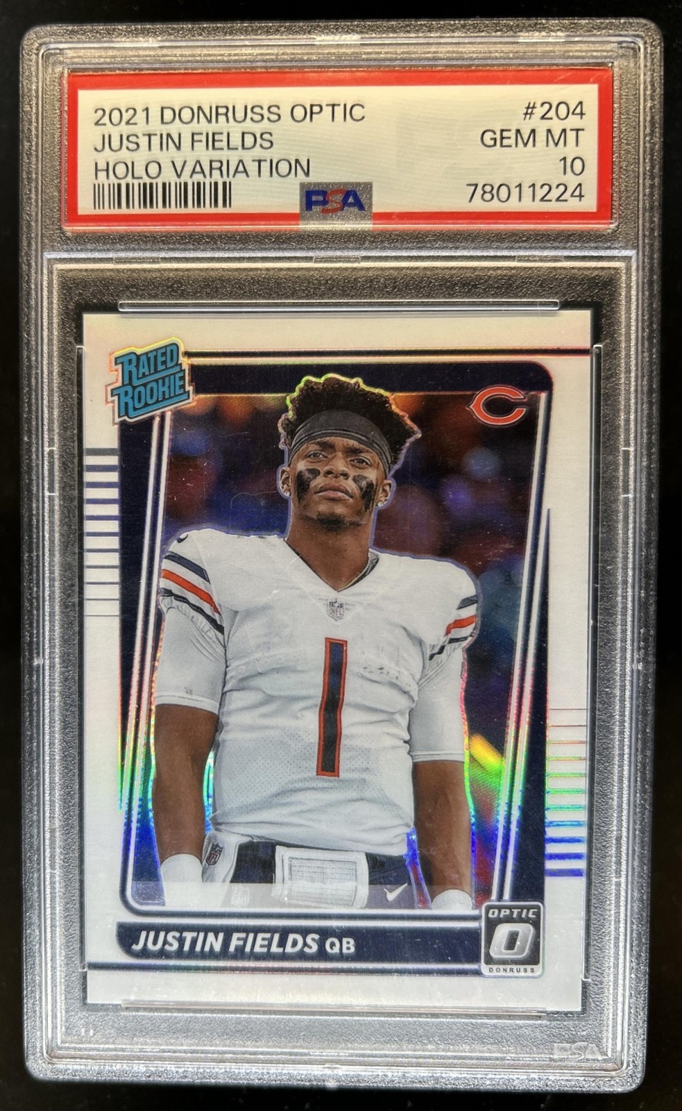 Justin Fields Panini Donruss Optic #204 Holo Variation