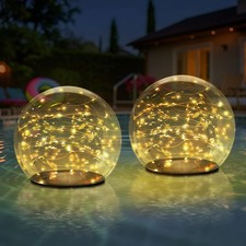 2Pack Solar Floating Pool Lights WaterResistant LED Globe for Decor