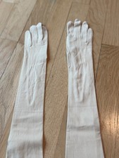 Vintage Women's Ivory Long Leather Gloves Size 6-1/4, 22 inches Long