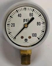 US Gauge 4X512 Air Pressure Gauge, 0-100 Psi 1/4" Npt Bottom Mount, New, USA
