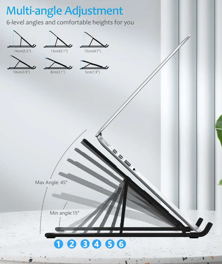 Laptop Stand, Portable Laptop Holder Computer Stand for Desk, Aluminum Foldab...
