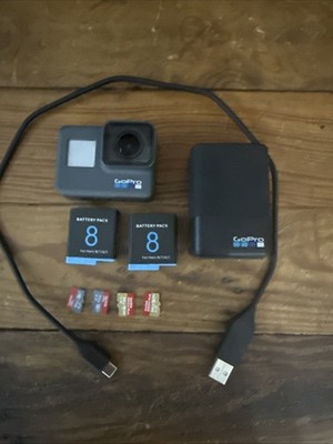 GoPro Hero 6 With 2 Batteries, 4 Sd Cards, Dual Battery Charger Works Great
