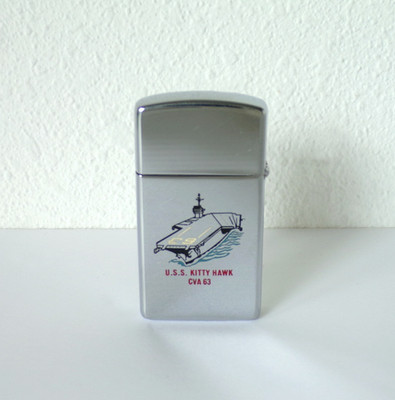 1963 ZIPPO Chrome USS KITTY HAWK CVA 63 Lighter AIRCRAFT CARRIER Strikes