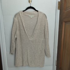 Coldwater Creek Knit Beige Tunic Top Deep V L...