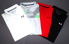 Lot of 4 Under Armour Heat Gear Stretch Polo Golf Shirts Boy's Youth Large