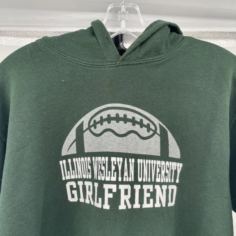 Sudadera con capucha Gildan para mujer Illinois Wesleyan Girlfriend verde/blanco pequeña Foto 2 de 4
