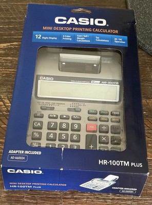 Casio HR-100TM Plus 12 Digit Desktop Printing Calculator New in Box w/ Adapter