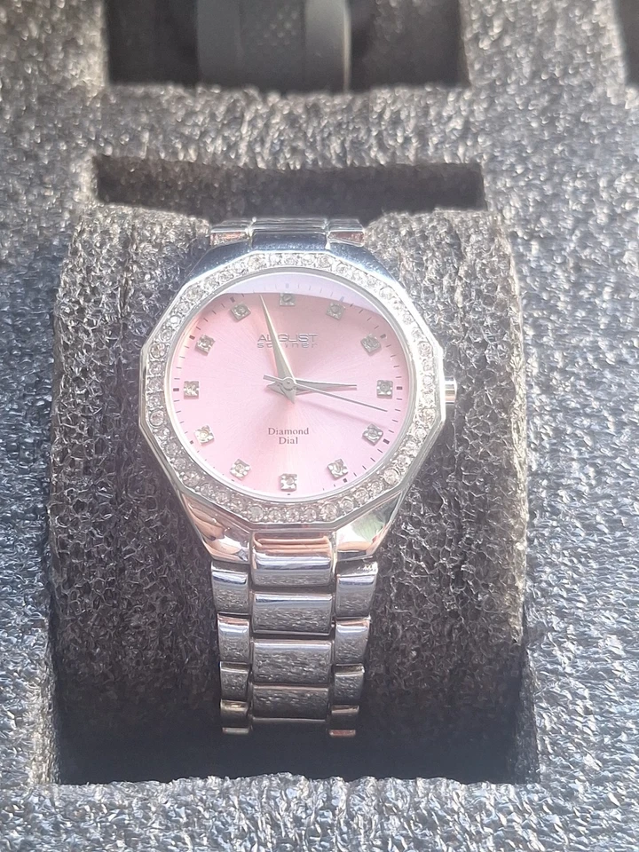 Reloj de cuarzo August Steiner para mujer AS8044PK de acero inoxidable nuevo esfera rosa batt Foto 2 de 4