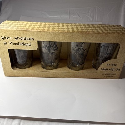 Alice's Adventures in Wonderland Four Glasses Gift Set 16oz