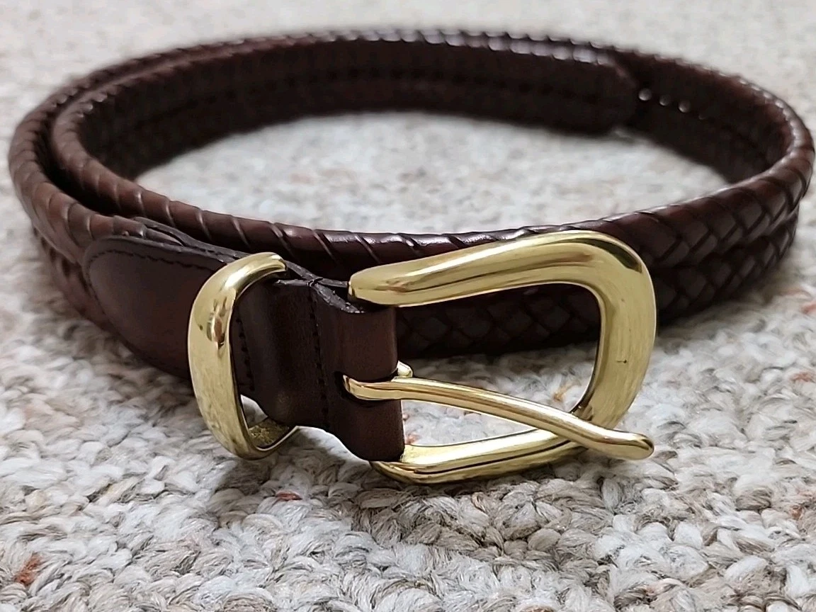 COACH Authentic Two-tone brown leather braided belt with gold hardware Coach Women main image 4