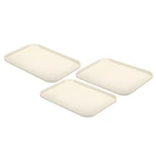 3Pcs Plastic Fast Food Serving Tray 9.8" x 6.7" White