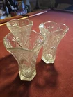 Set Of 3 Vintage Anchor Hocking Vases Early American Prescut Flared 8.25 Inches