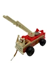 Vintage 1968 Fisher Price Little People Fire Truck Engine 720 Wood Toy 8" W/Bell