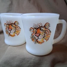 Fire King Tony The Tiger Pair of Mugs Anchor Hocking Made in USA Vintage