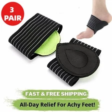 3 Pairs Arch Support Relief Cushioned Foot Plantar Fasciitis Pain Shoe Insoles