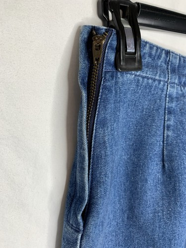 Eddie Bauer Denim Maxi Skirt Sz 6 Petite Back Slit Side Zip Modest Boho Western - Picture 6 of 17