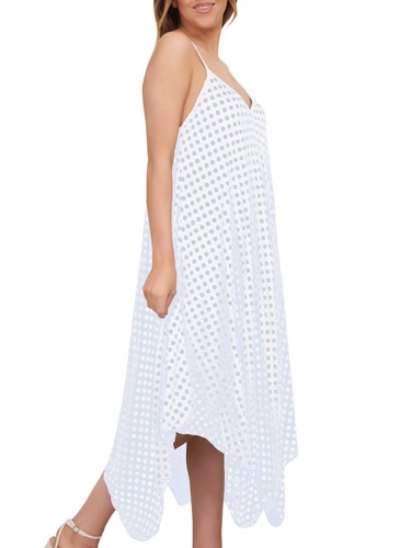 Maxi vestido de verano italiano con tirantes estampado de playa con cuello en V sin mangas para mujer - Imagen 107 de 253